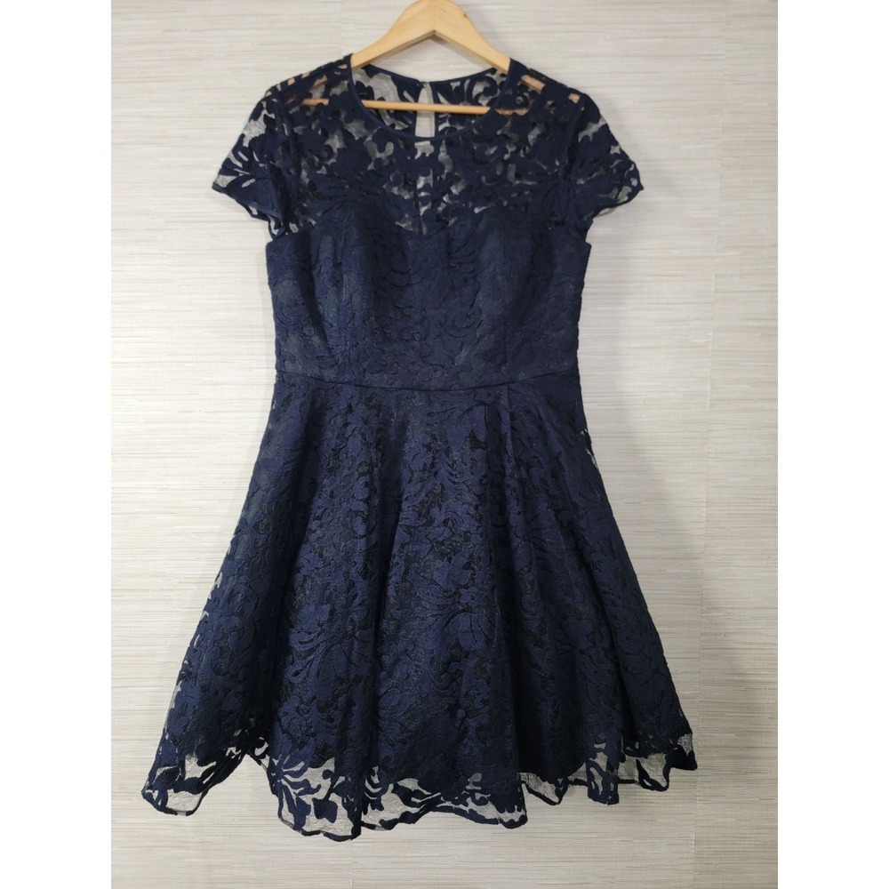 Ted Baker London Women's Lace Fit Flare Cocktail Dress Navy Blue Size 3